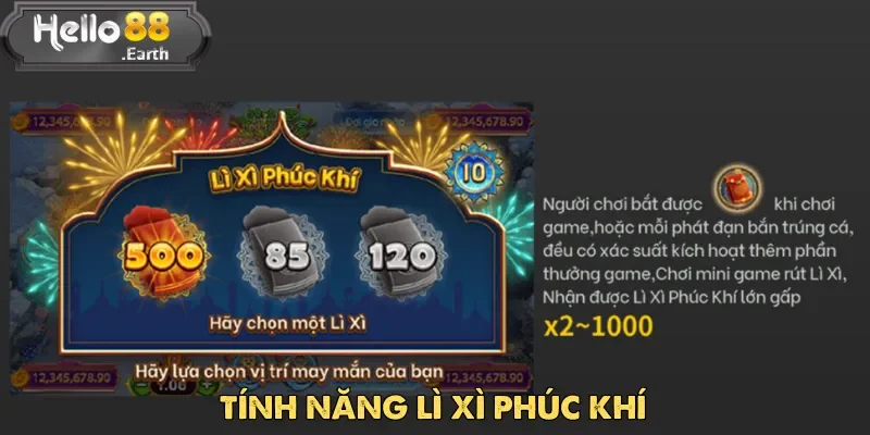 Bắn Cá Phát Tài – Game đổi thưởng đỉnh cao Hello88 3 Lì Xì Phúc Khí là một trong những tính năng hấp dẫn nhất của Bắn Cá Phát Tài