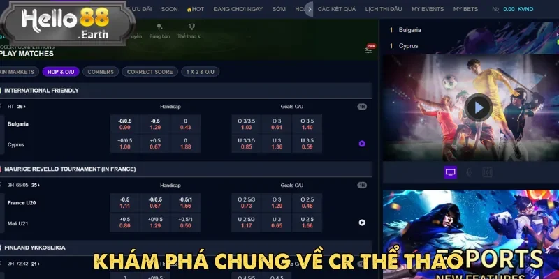 CR thể thao – Điểm Đến Cá Cược Hấp Dẫn Tại Hello88 1 CR thể thao hay còn được biết đến với tên gọi Crown Sports