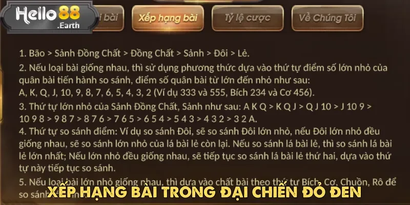 Đại Chiến Đỏ Đen tại Hello88 - Thử thách đỉnh cao 4 Hiểu rõ các thứ hạng bài là yếu tố then chốt trong game Đại Chiến Đỏ Đen