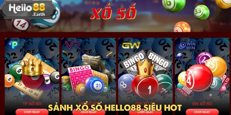 Trang chủ 58 Hello88 còn thu hút người chơi với hệ thống trò chơi xổ số, lô đề đa dạng