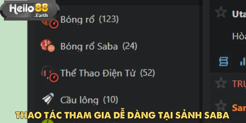 Saba Thể Thao - Sảnh Cược Danh Giá Số 1 Đông Nam Á 2 Thao tác tham gia dễ dàng, nhanh chóng là điểm mạnh của Saba thể thao
